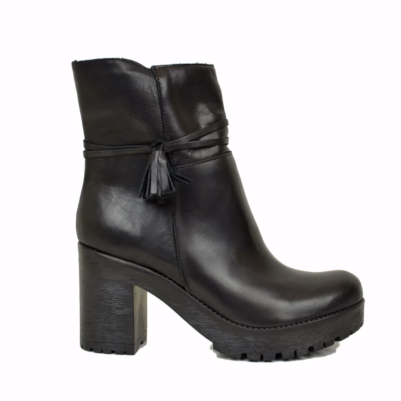 Stivaletti Donna Neri con Zip in Pelle Made in Italy