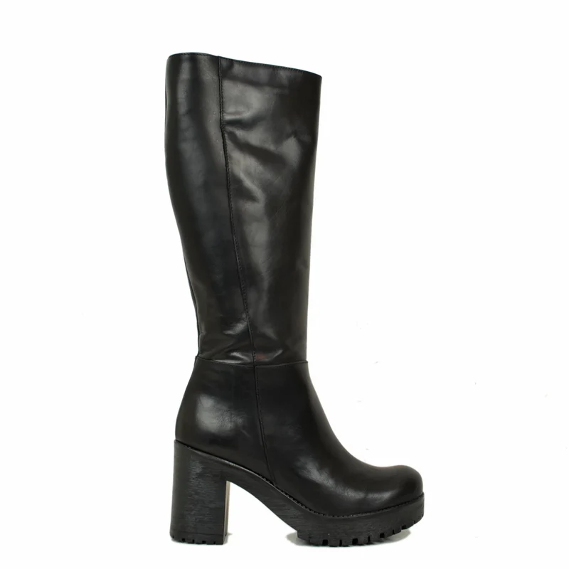 Stivali Donna Neri con Zip in Pelle Made in Italy