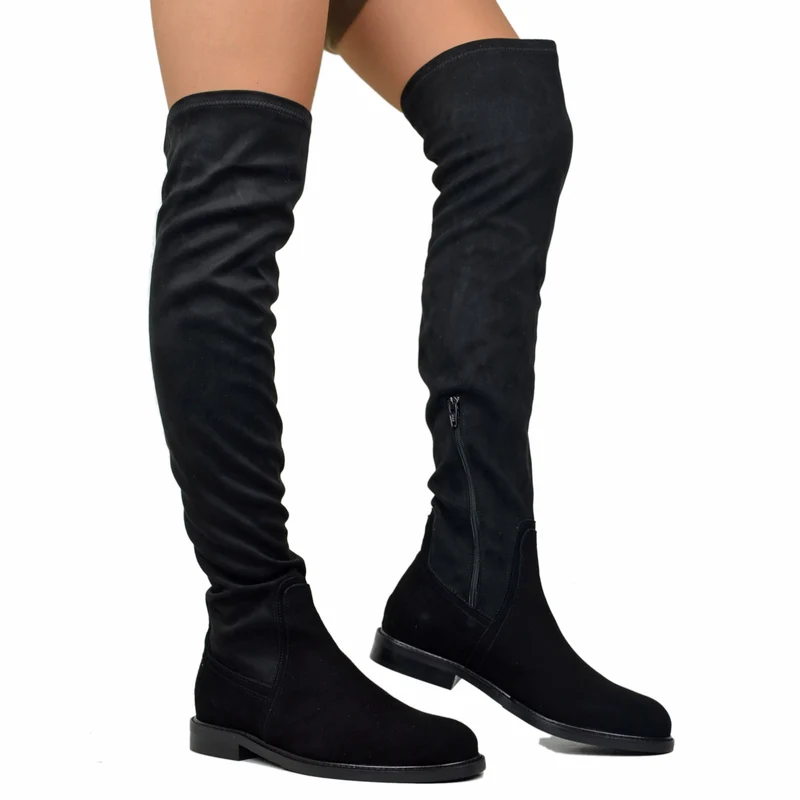 Stivali Stretch Neri Overknee Elasticizzati Made in Italy