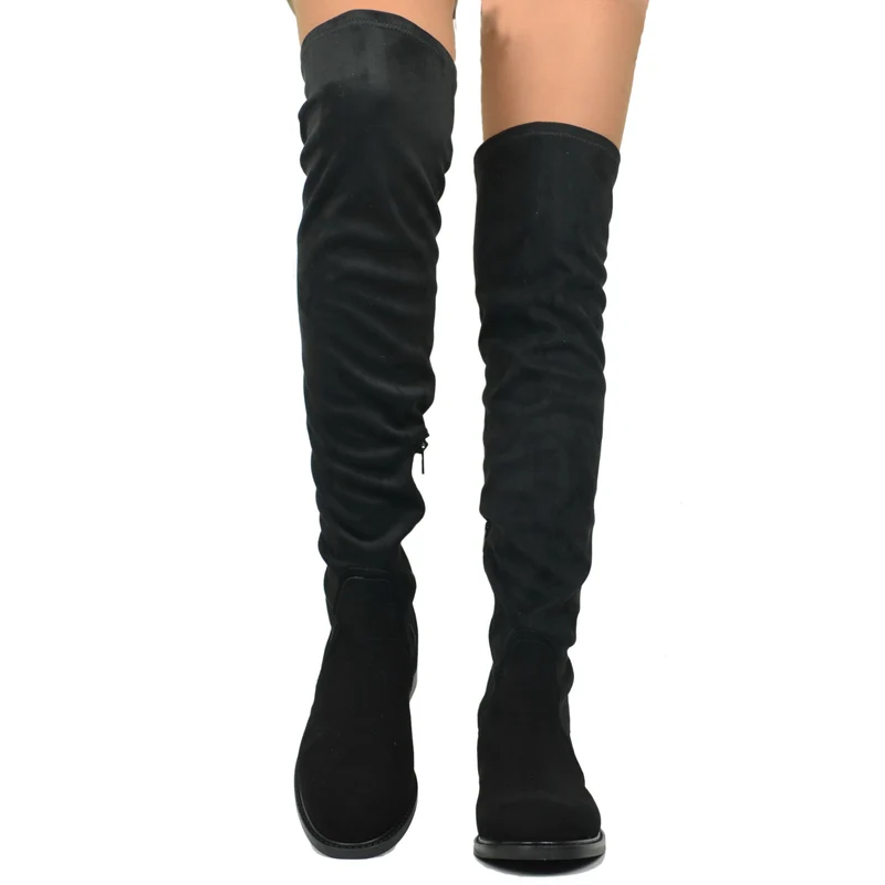 Stivali Stretch Neri Overknee Elasticizzati Made in Italy