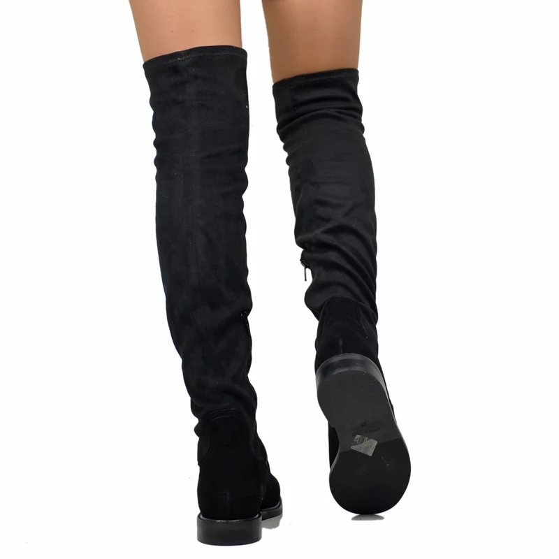 Stivali Stretch Neri Overknee Elasticizzati Made in Italy