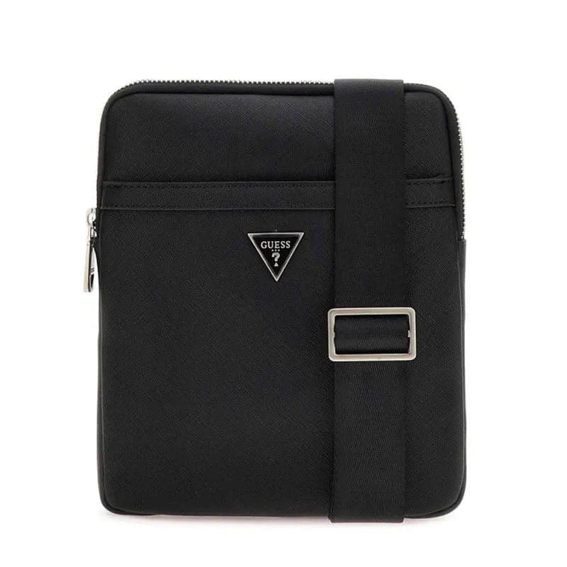 GUESS Umhängetasche Herren Saffiano Crossbody Bag Schwarz HMECSAP3123BYS