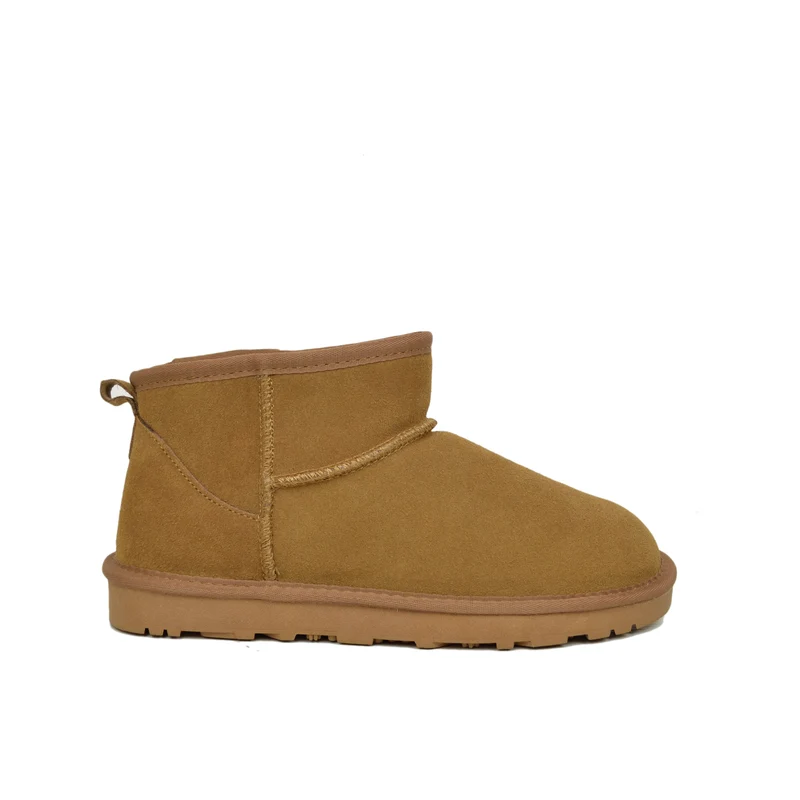 Stivaletti con Pelo Ultra Mini in Pelle Scamosciata Imbottiti in 100% Lana Camel