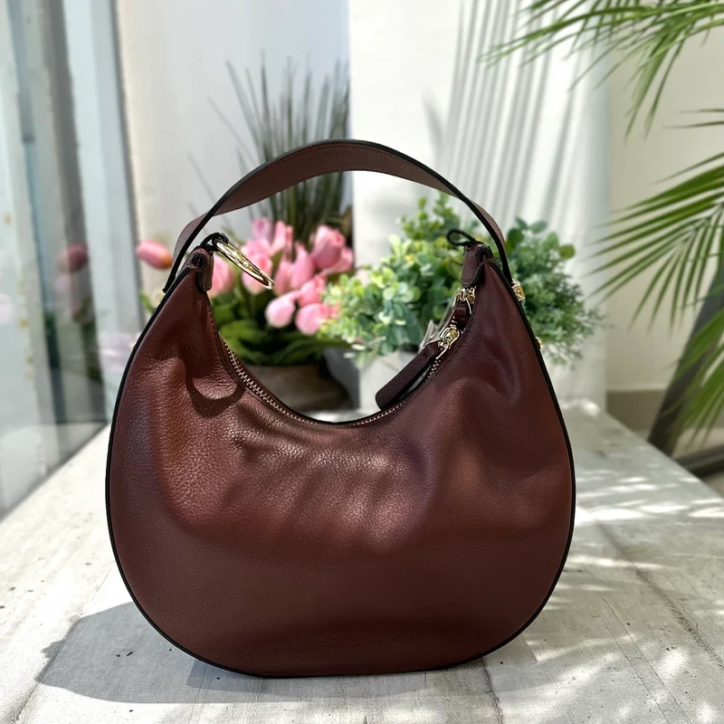 Borsa Luna Vera Pelle Marrone con Tracolla o a Spalla o Pochette