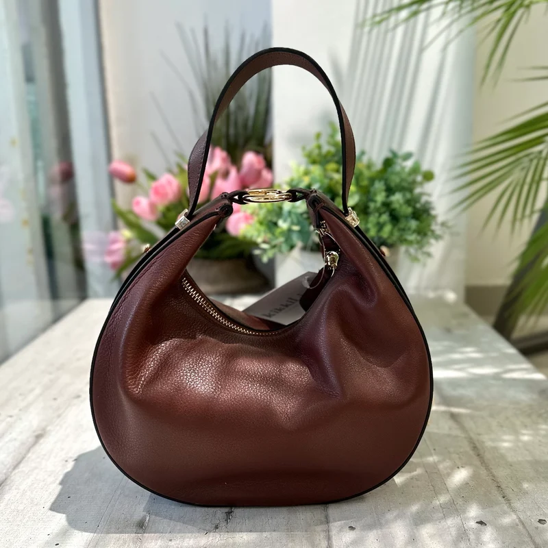 Borsa Luna Vera Pelle Marrone con Tracolla o a Spalla o Pochette