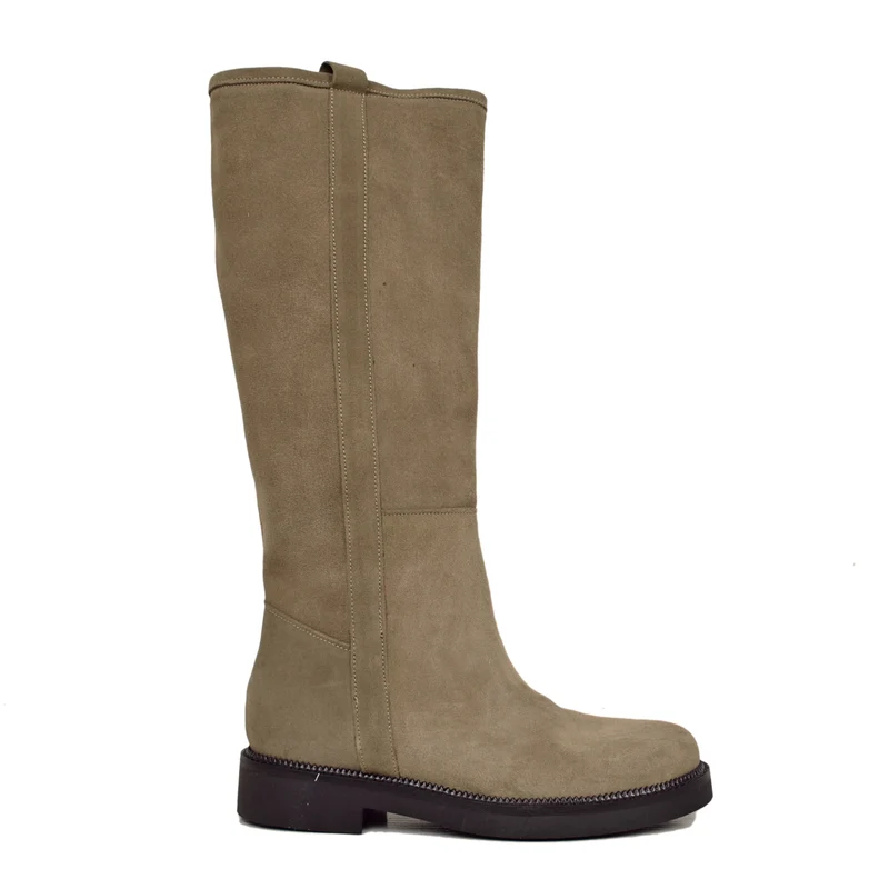 Stivali Camperos Taupe in Pelle Vintage Scamosciata Made in Italy