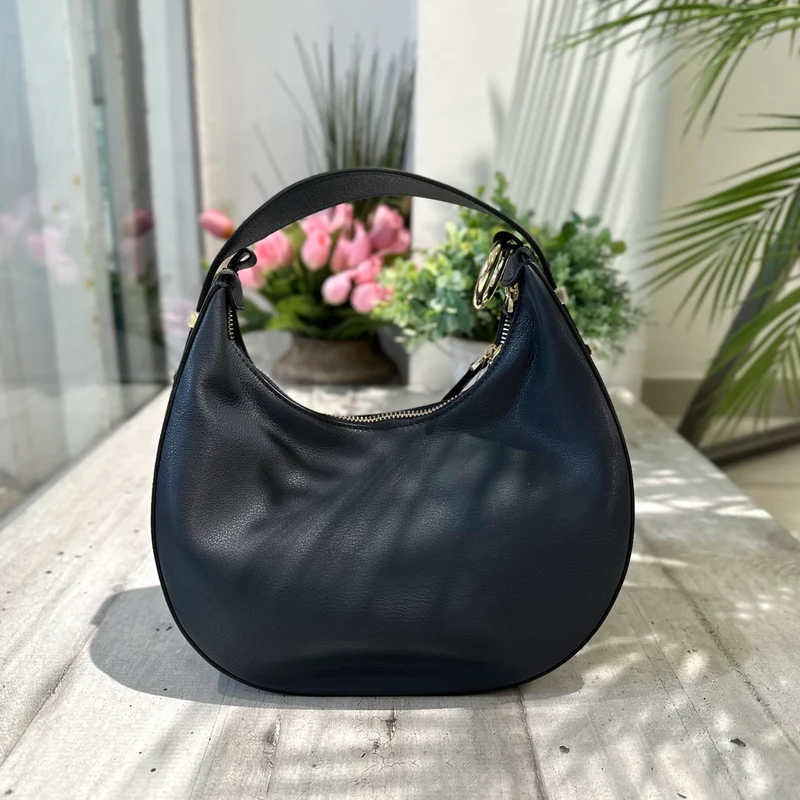 Borsa Luna Vera Pelle Blue con Tracolla o a Spalla o Pochette