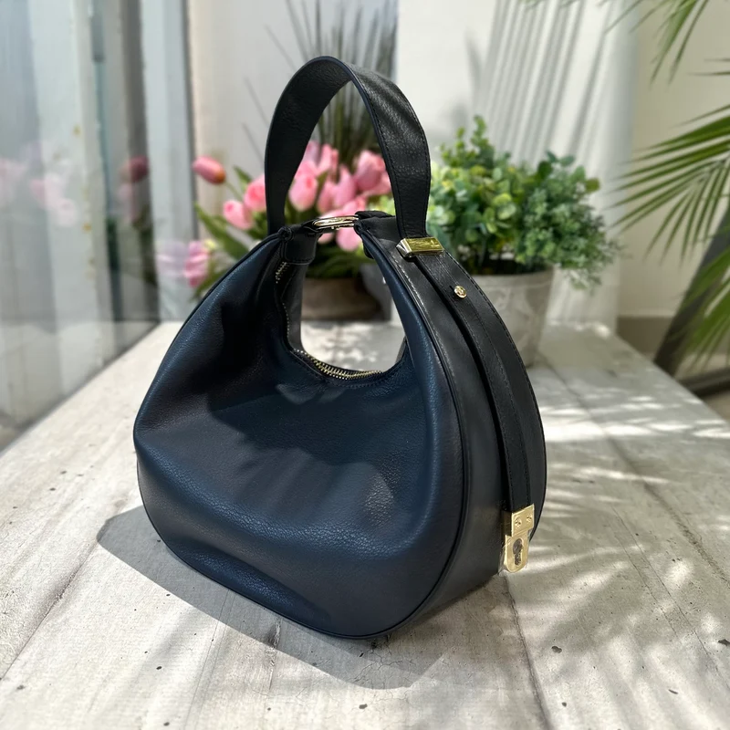 Borsa Luna Vera Pelle Blue con Tracolla o a Spalla o Pochette