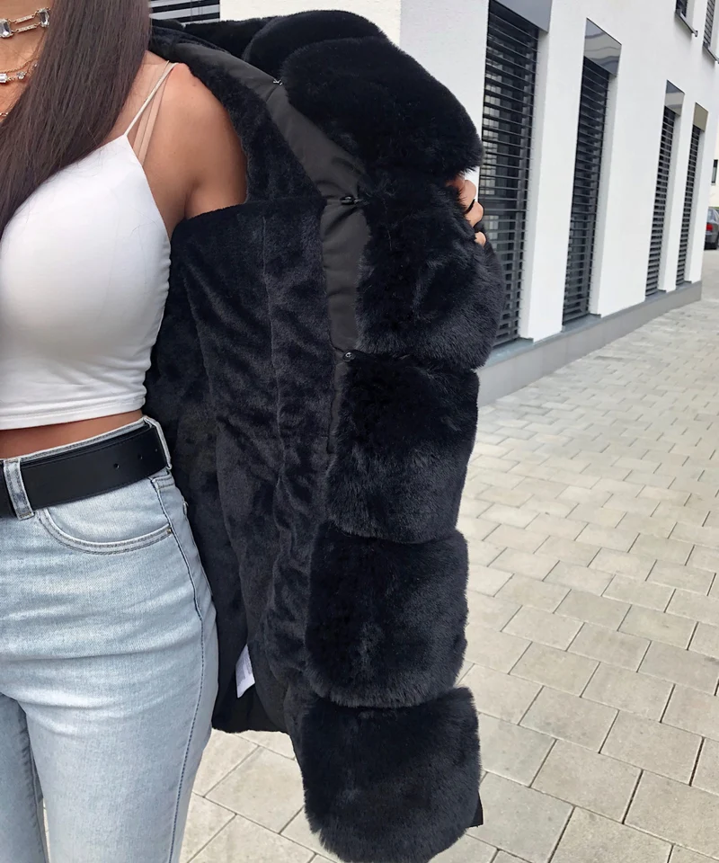 Kunstpelzjacke Glamour Schwarz