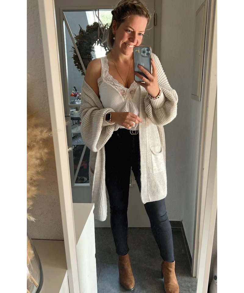 Cardigan Leilani Kurz Beige