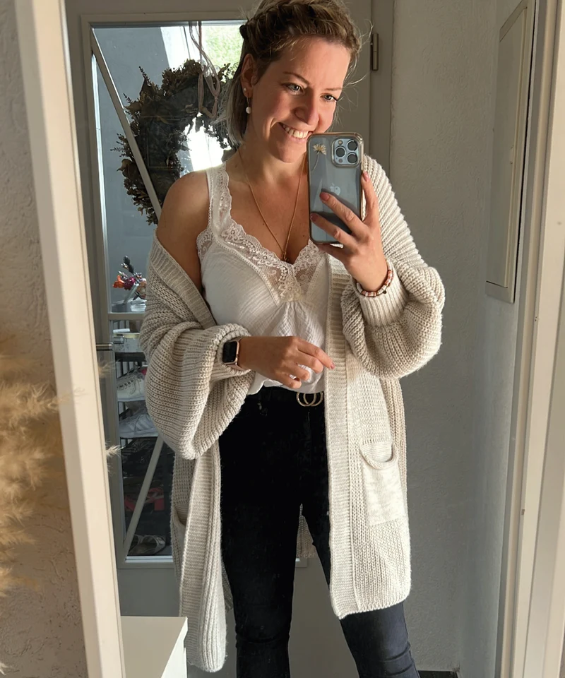 Cardigan Leilani Kurz Beige