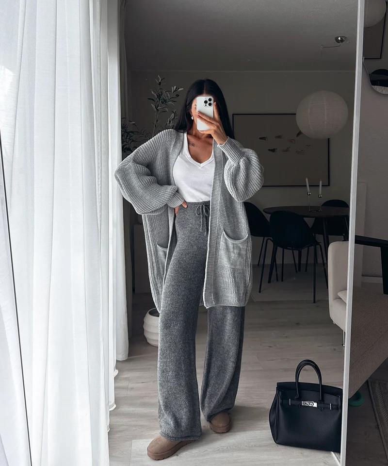 Cardigan Leilani Kurz Hellgrau