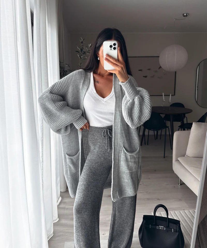 Cardigan Leilani Kurz Hellgrau