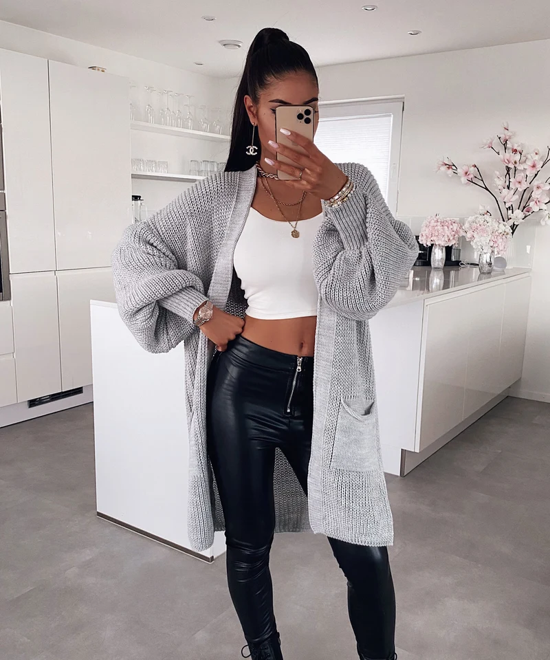 Cardigan Leilani Kurz Hellgrau