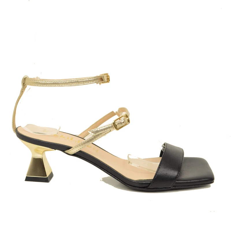 Sandali Donna Nero Eleganti con Cinturino Regolabile Made in Italy
