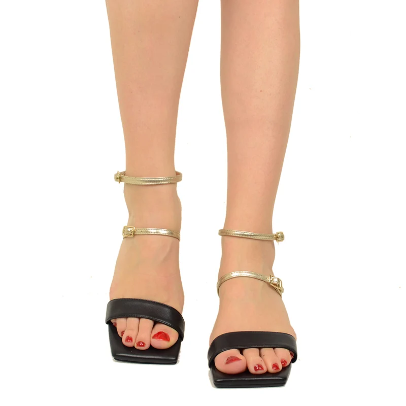 Sandali Donna Nero Eleganti con Cinturino Regolabile Made in Italy