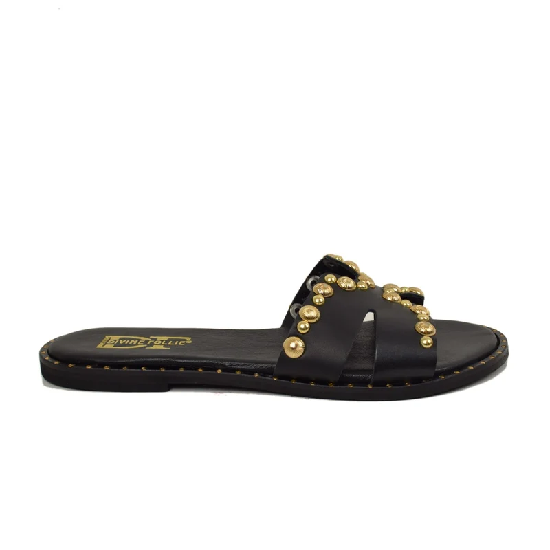 Ciabatte Donna Nere con Borchie in Pelle Made in Italy