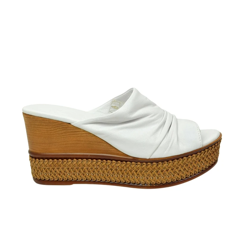 Zeppe Donna Bianche in Pelle con Plateau Made in Italy