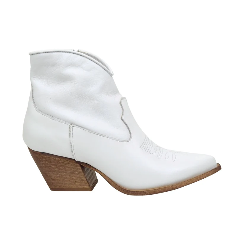 Stivaletti Texani Donna Estivi in Pelle Bianchi Made in Italy