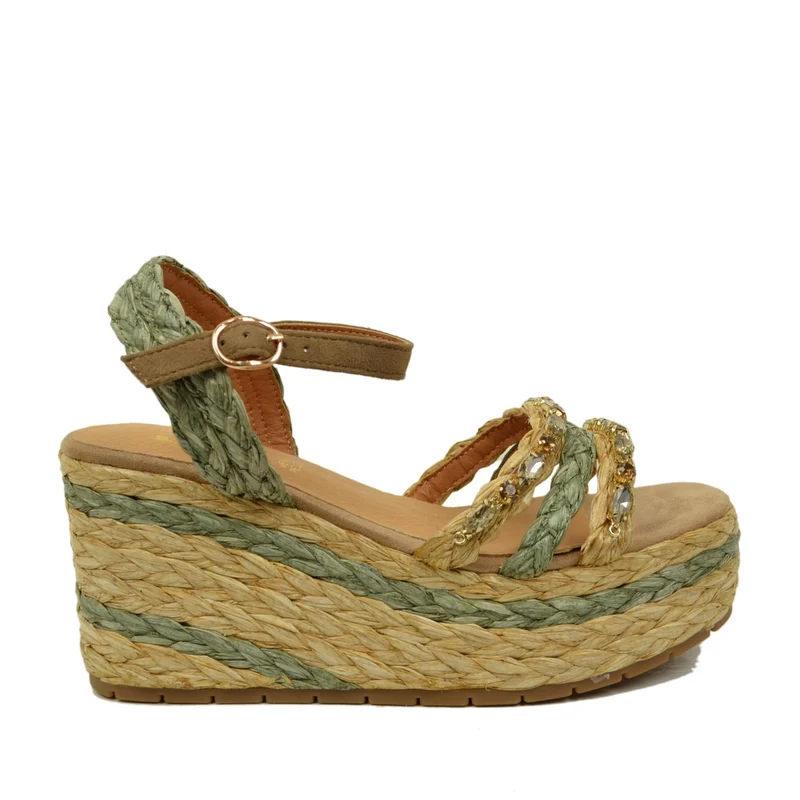 Zeppa Donna in Rafia con Fondo in Platform e Corda Intrecciata