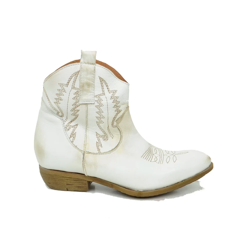 Stivaletti Texani Donna color Bianco in Pelle Made in Italy