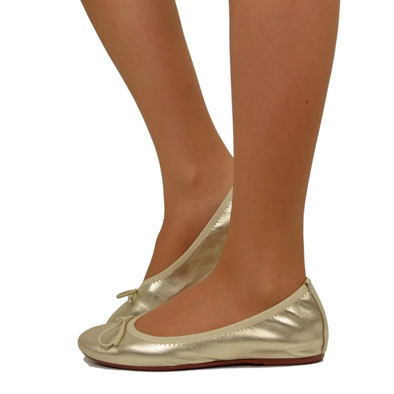 Ballerine in Nappa Platino Elasticizzate con Zeppetta interna