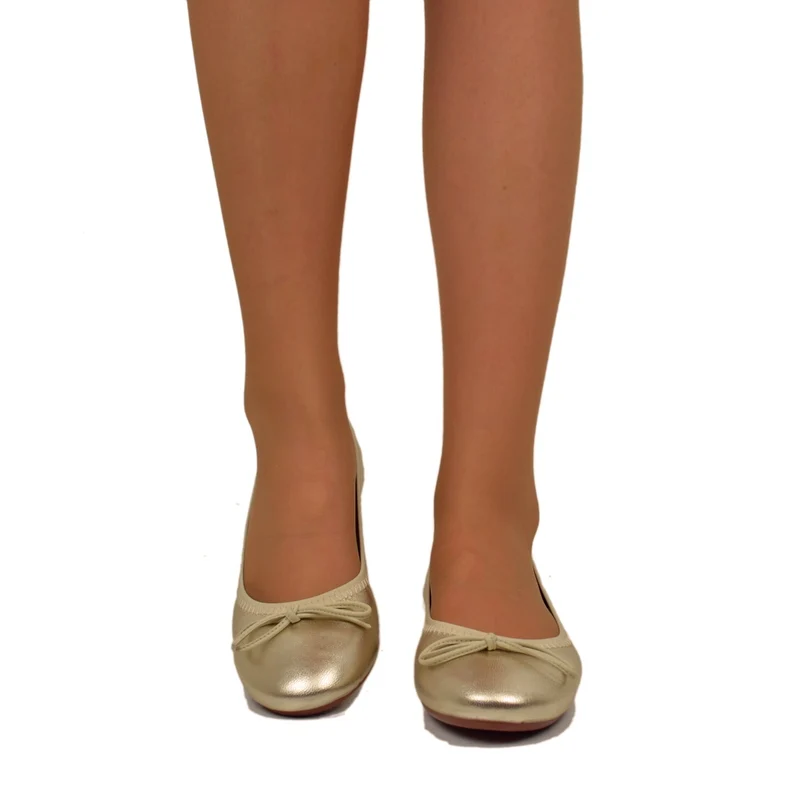 Ballerine in Nappa Platino Elasticizzate con Zeppetta interna