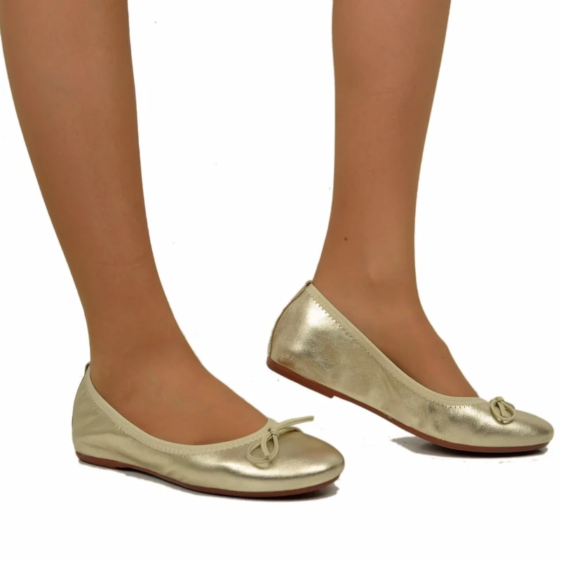 Ballerine in Nappa Platino Elasticizzate con Zeppetta interna