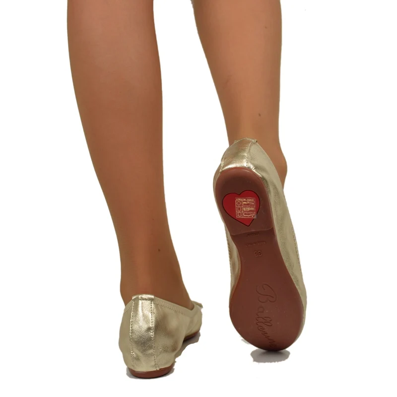 Ballerine in Nappa Platino Elasticizzate con Zeppetta interna