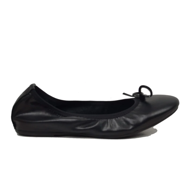 Ballerine in Nappa Nere Elasticizzate con Zeppetta interna