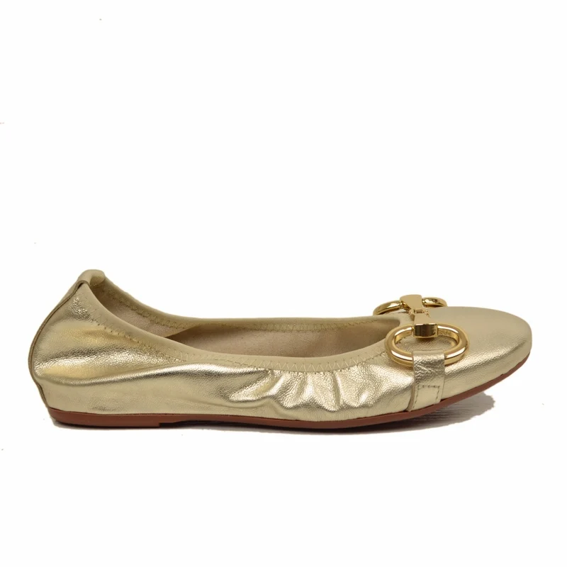 Ballerine color Platino in Nappa Elasticizzate con Morsetto