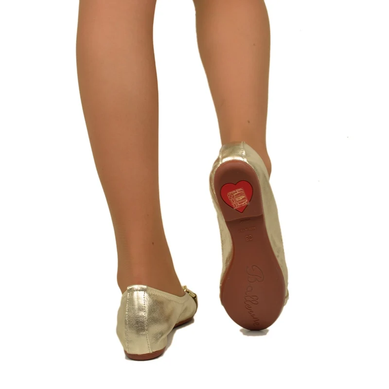 Ballerine color Platino in Nappa Elasticizzate con Morsetto