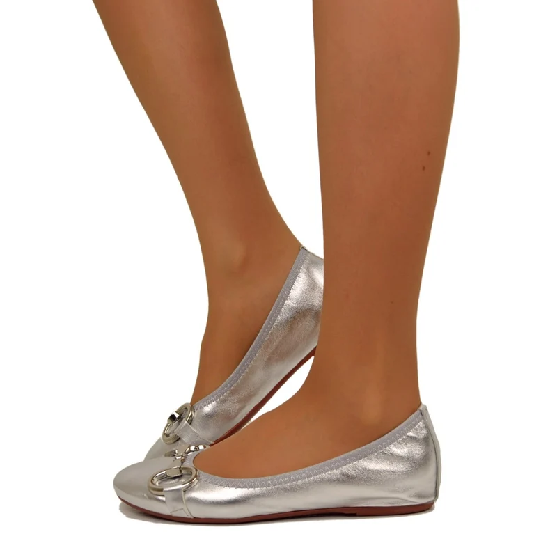 Ballerine in Nappa Elasticizzate con Morsetto e Zeppetta Interna