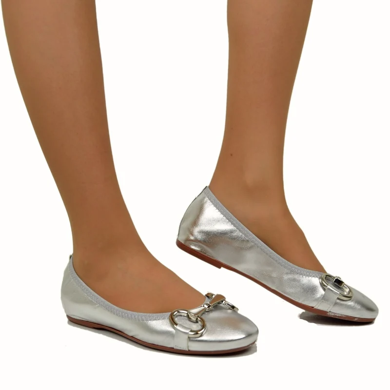 Ballerine in Nappa Elasticizzate con Morsetto e Zeppetta Interna