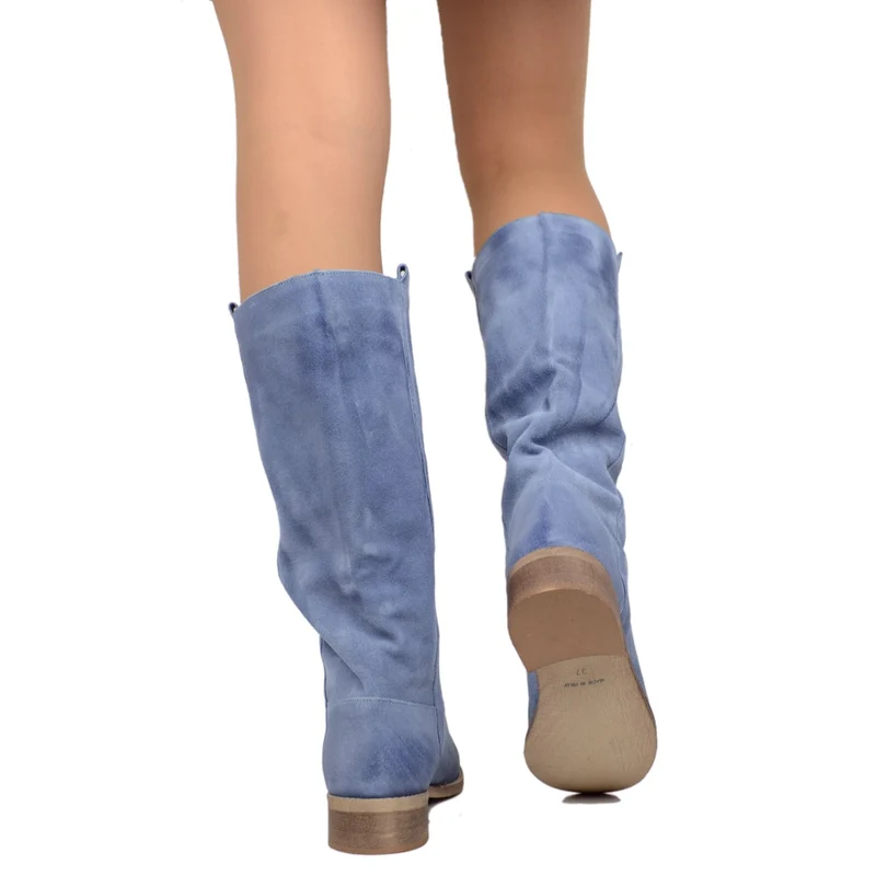 Stivali Donna Camperos in Pelle Scamosciata Jeans Made in Italy