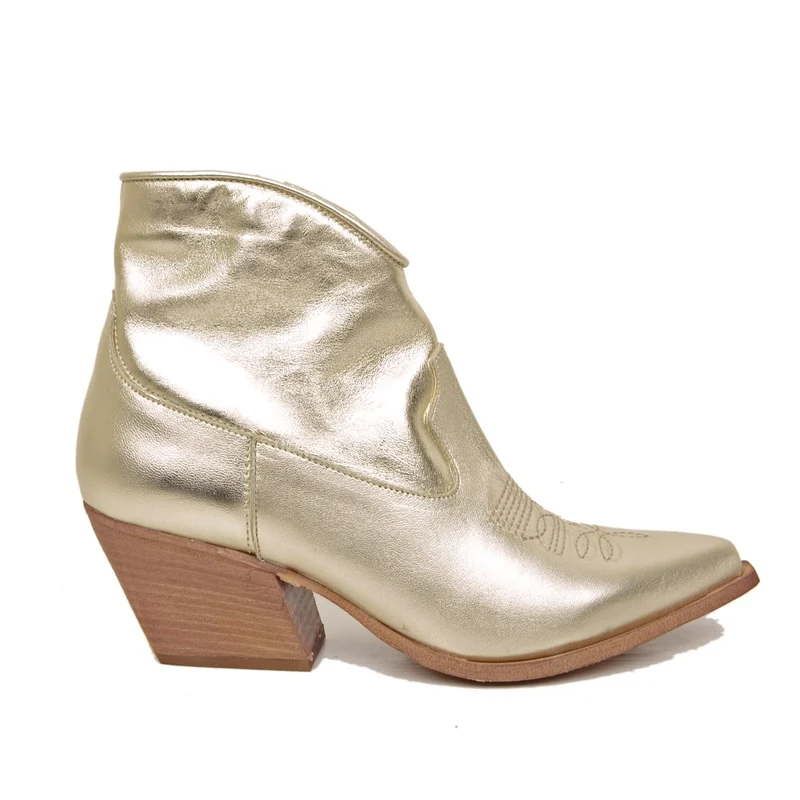 Stivaletti Texani Donna Estivi in Pelle Laminata Platino