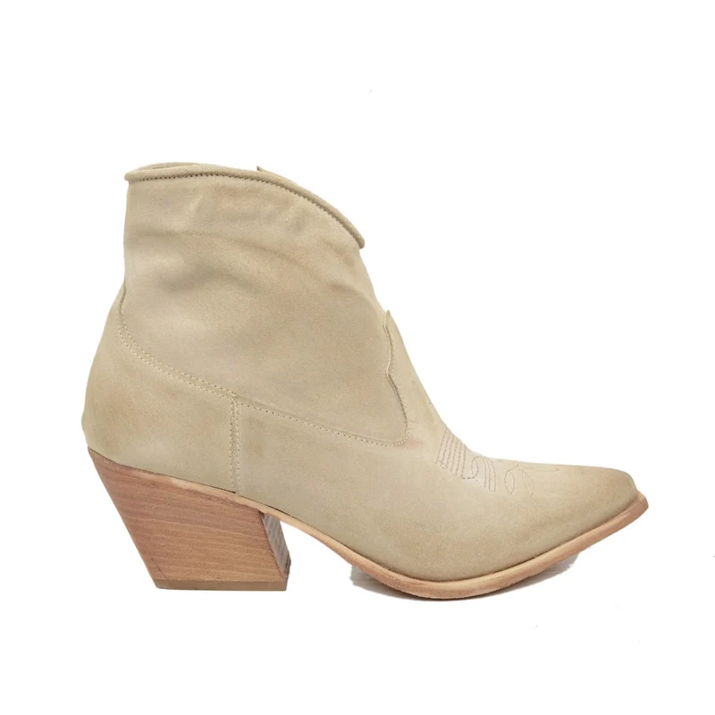 Stivaletti Texani Donna Estivi in Pelle scamosciata Beige