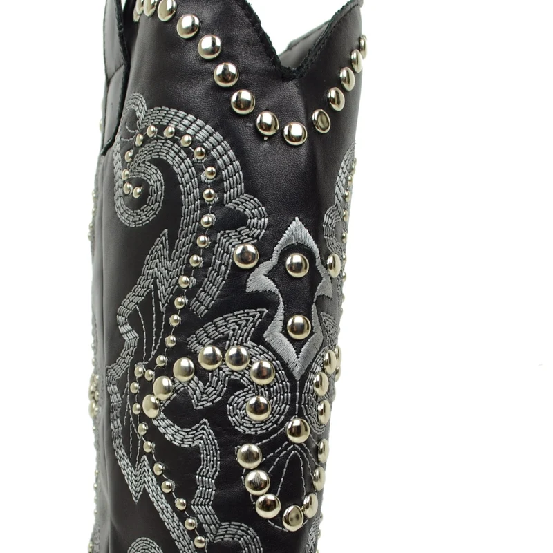 Stivali Texani Donna Estivi con Borchie e Cuciture Made in Italy