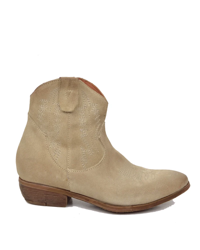 Stivaletti Texani Donna Estivi in Pelle Scamosciata Camel