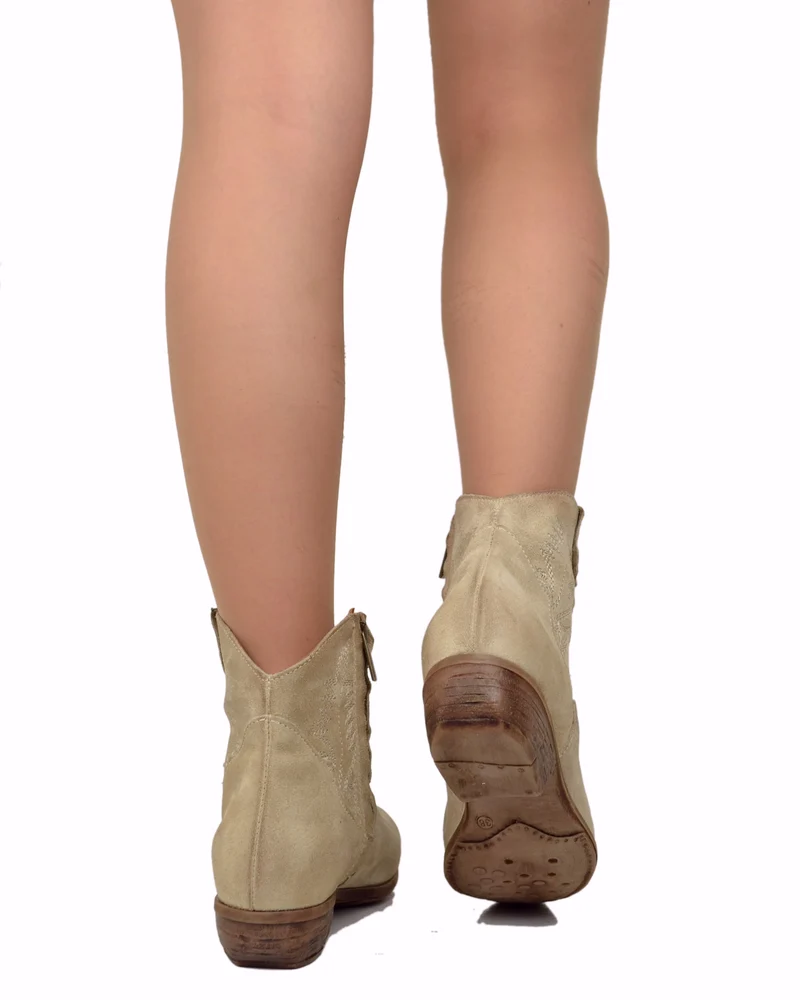 Stivaletti Texani Donna Estivi in Pelle Scamosciata Camel