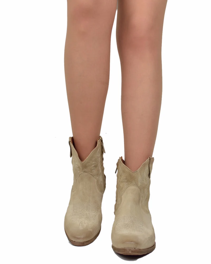 Stivaletti Texani Donna Estivi in Pelle Scamosciata Camel