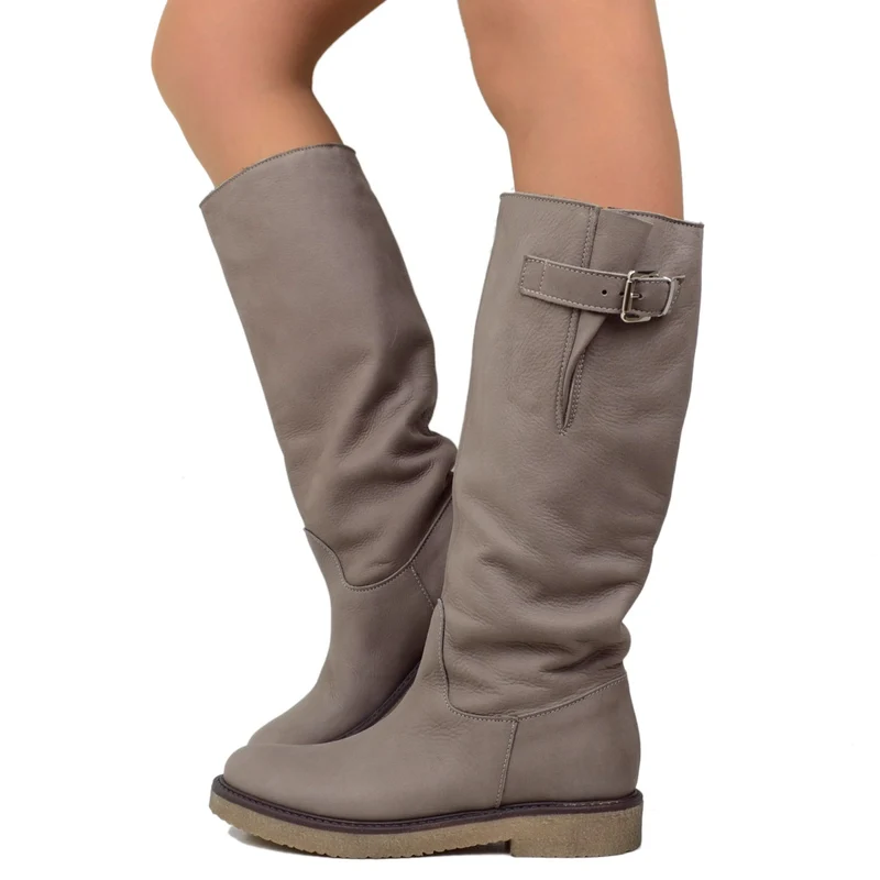 Stivali Donna Camperos Sportivi in Pelle Nabuk Made in Italy