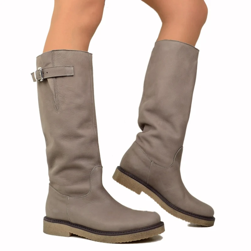 Stivali Donna Camperos Sportivi in Pelle Nabuk Made in Italy