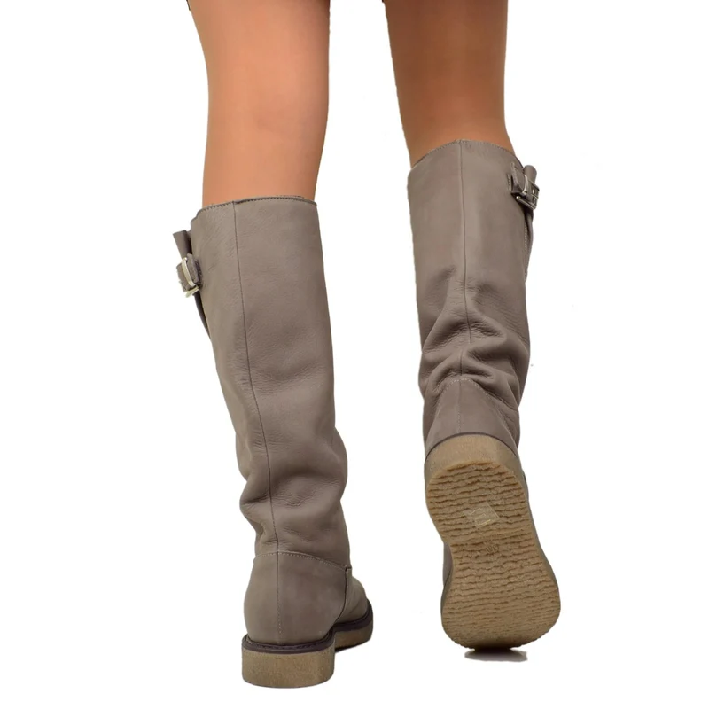 Stivali Donna Camperos Sportivi in Pelle Nabuk Made in Italy