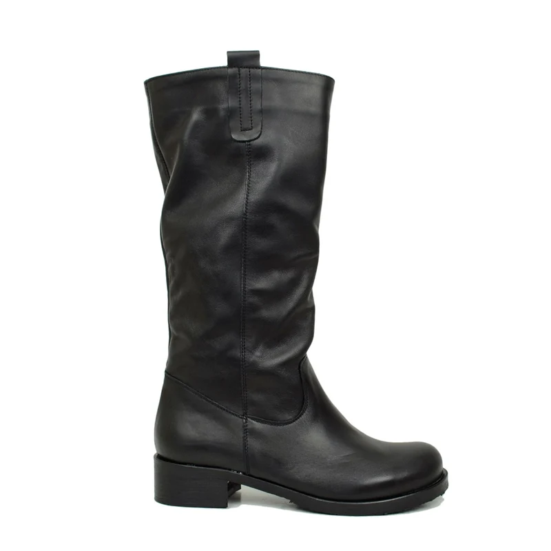 Stivali Donna Biker Neri in Pelle Nabuk Vintage Made in Italy