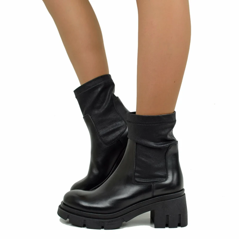 Stivaletti Donna Elasticizzati Neri Made in Italy