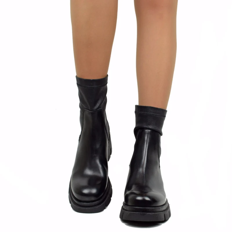 Stivaletti Donna Elasticizzati Neri Made in Italy