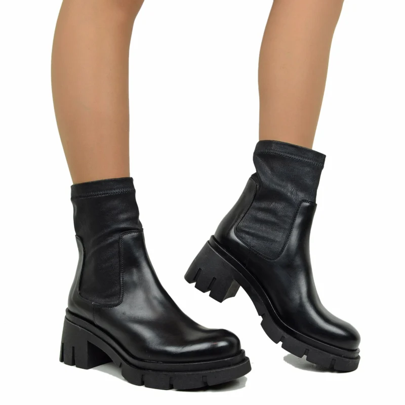 Stivaletti Donna Elasticizzati Neri Made in Italy
