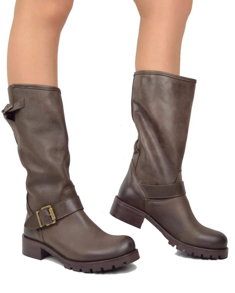 Stivali Donna Police Testa di Moro Biker Boots Made in Italy