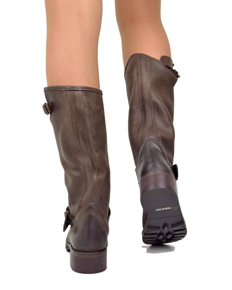 Stivali Donna Police Testa di Moro Biker Boots Made in Italy